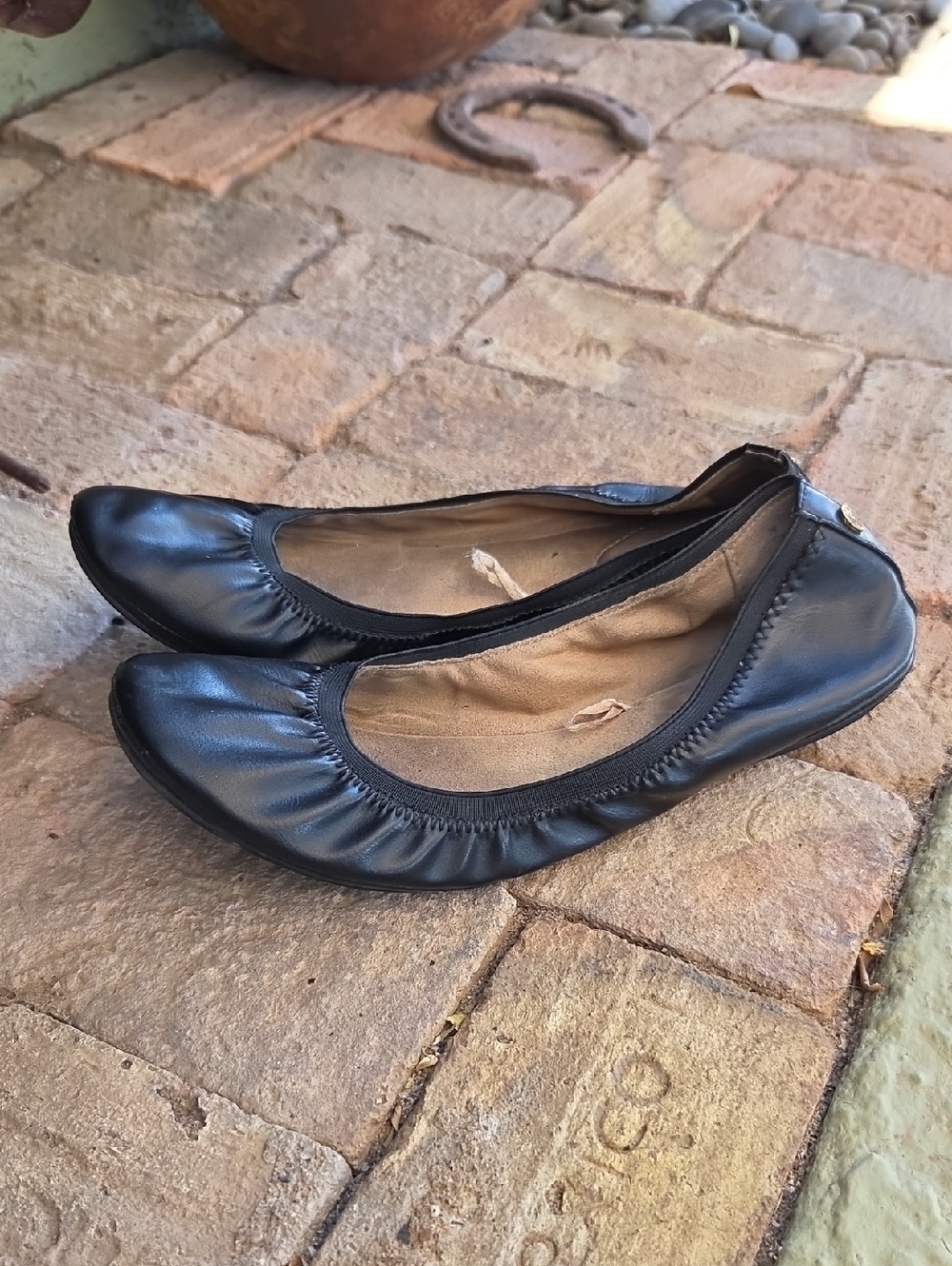 Classic Black Leather Ballet Flats - Women's Slip-On